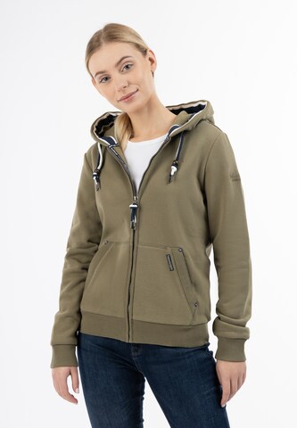 Schmuddelwedda Zip-Up Hoodie in Green: front