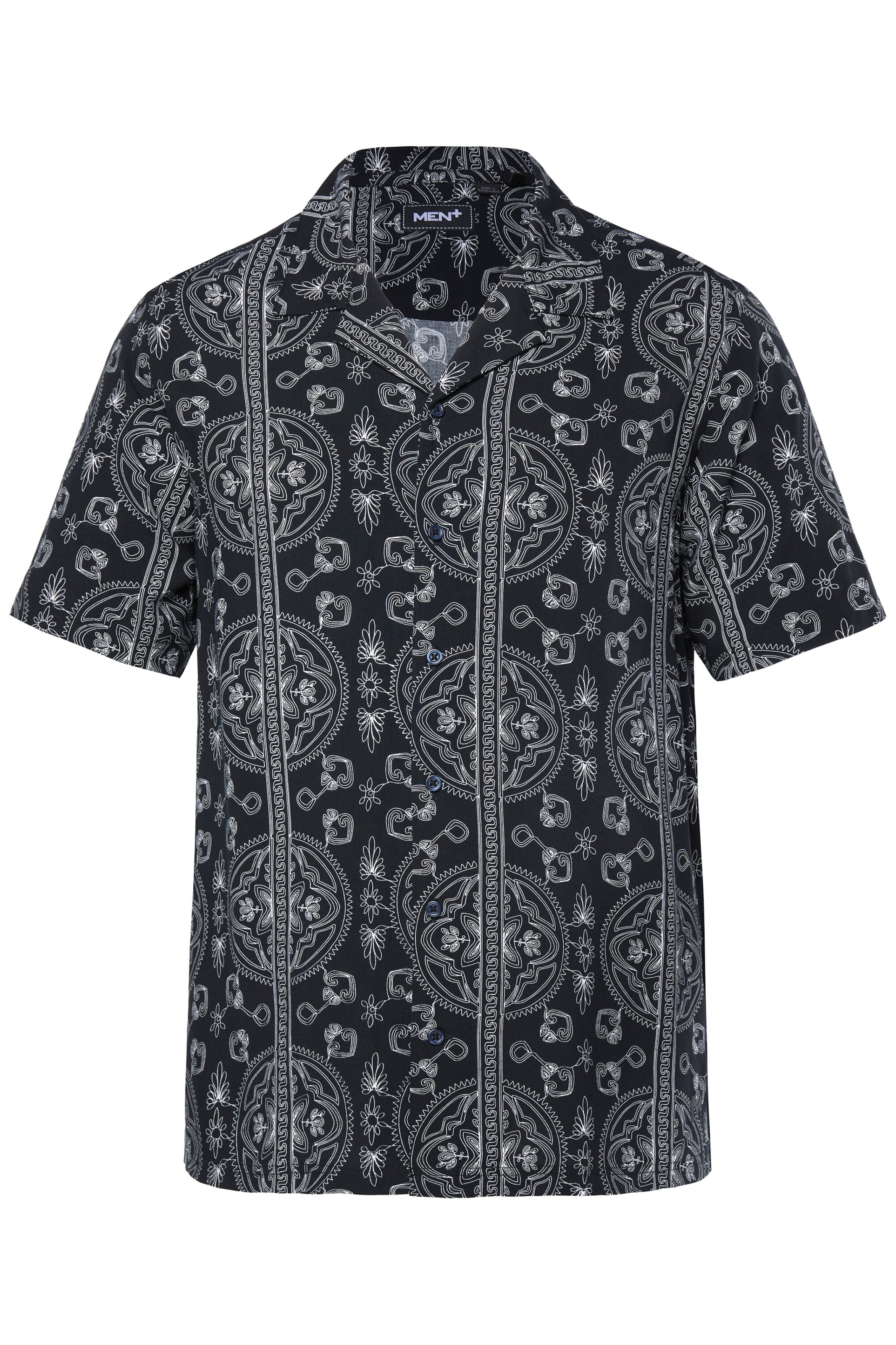 Men Plus Regular fit Button Up Shirt in Black: front