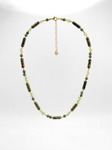 Nemomatheo Necklace 'Regenwald – Naturstein-Röhrenperlen' in Gold