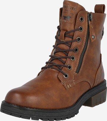 MUSTANG Lace-Up Ankle Boots in Brown: front