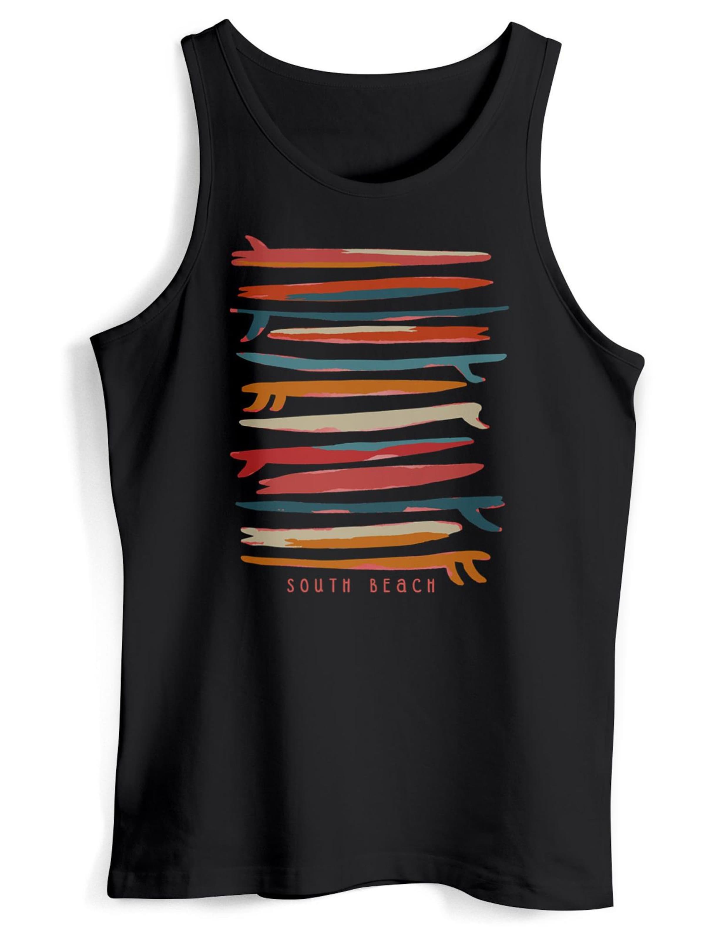 Neverless Shirt 'Surf Boards South'‌‌‌‌‌‌‌‌‌ in Schwarz: Vorderseite