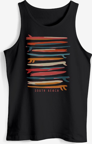 Neverless Shirt 'Surf Boards South' in Schwarz: Vorderseite