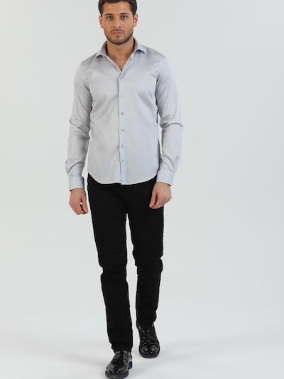 7Camicie Zakelijk overhemd 'Firenze Satin Man Shirt Black' in de kleur Grijs, Productweergave