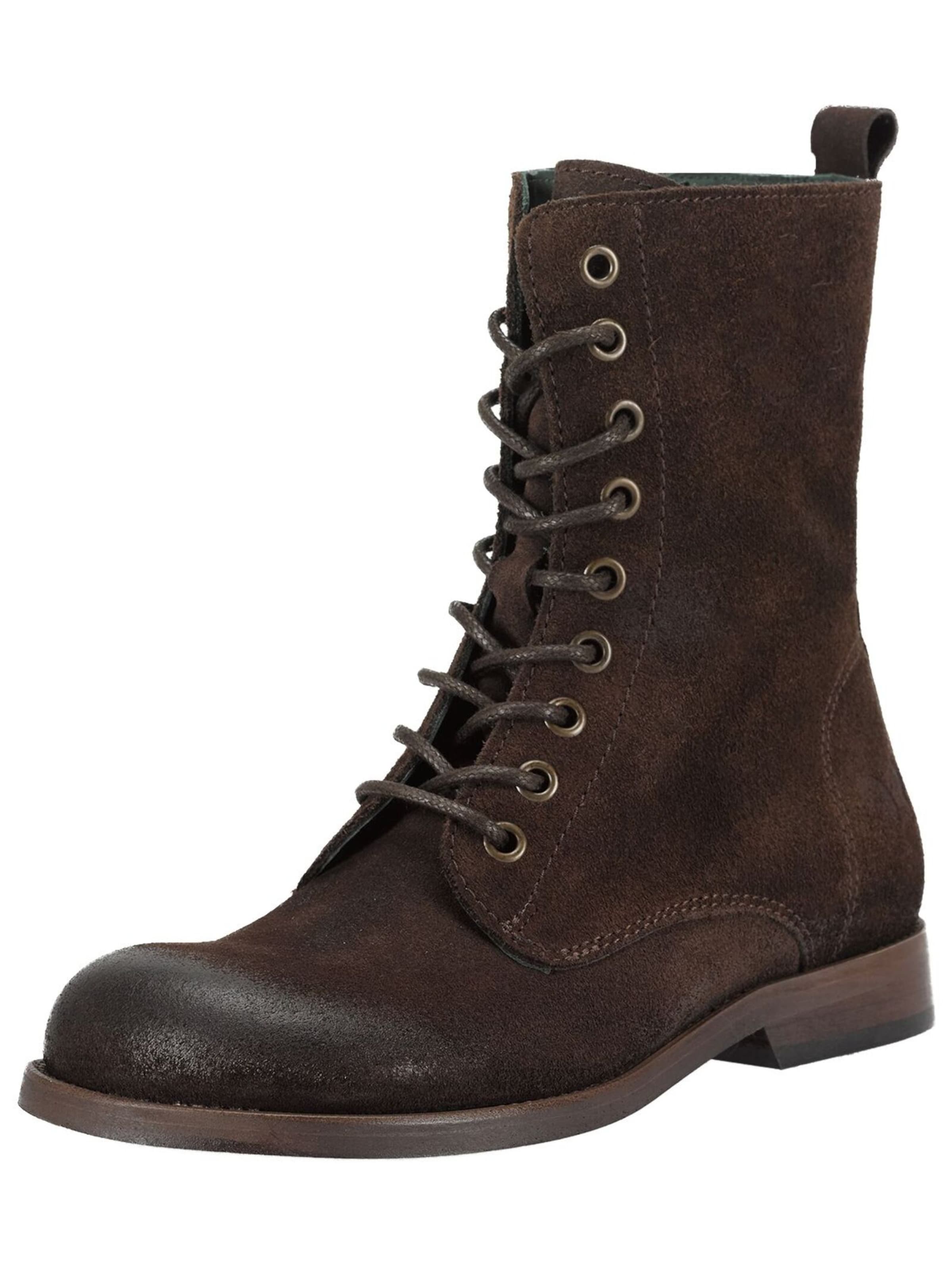 Felmini Wide Fit Lace-Up Ankle Boots in Brown: front