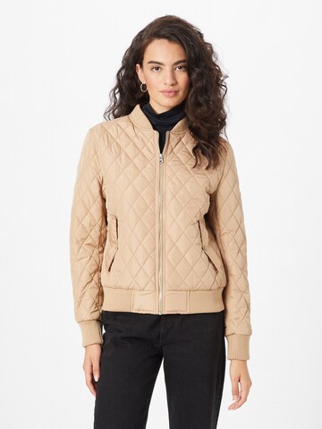 Urban Classics Between-Season Jacket 'Diamond Quilt' in Beige: front