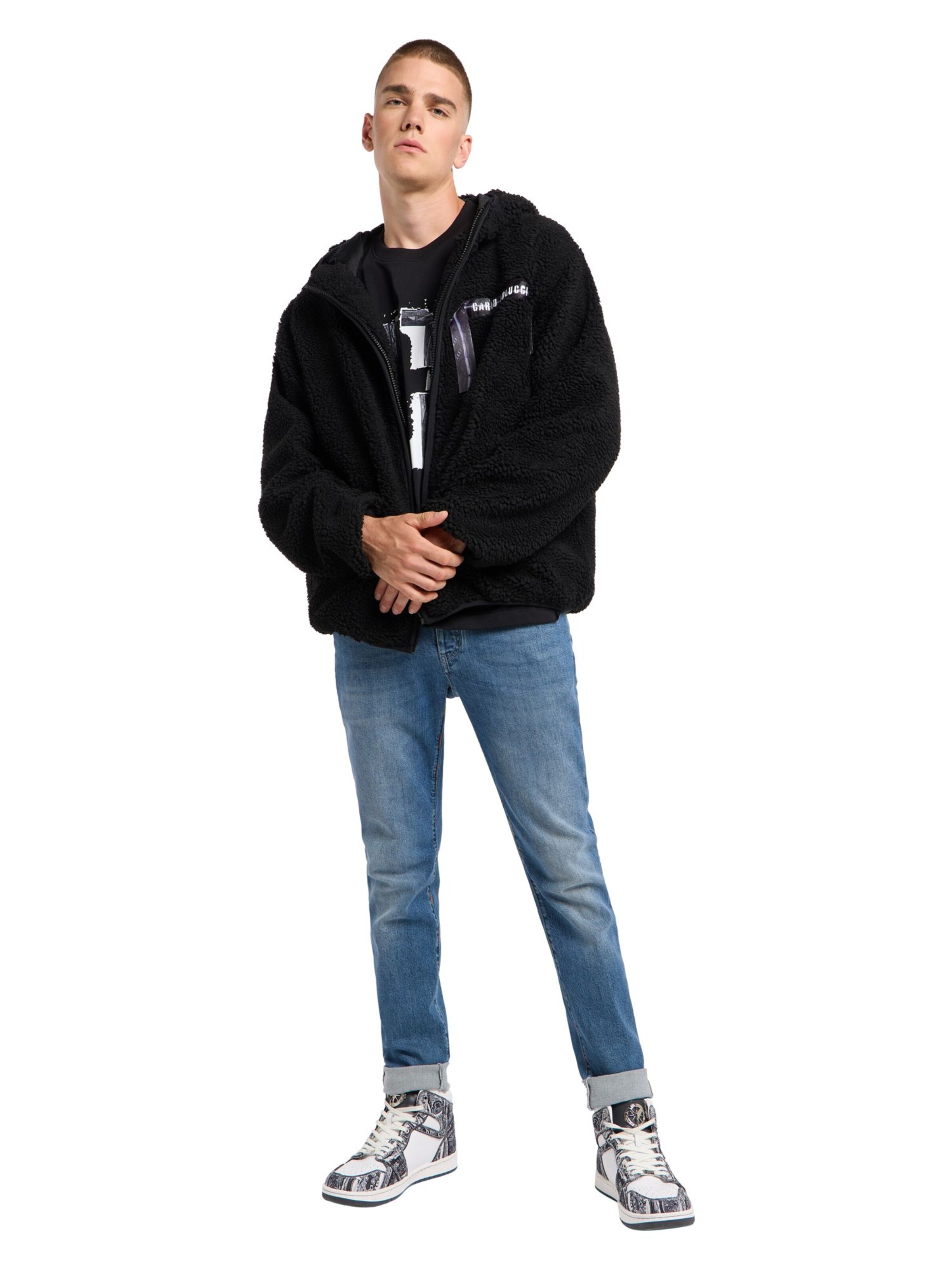 Carlo Colucci Fleecejacke in Schwarz