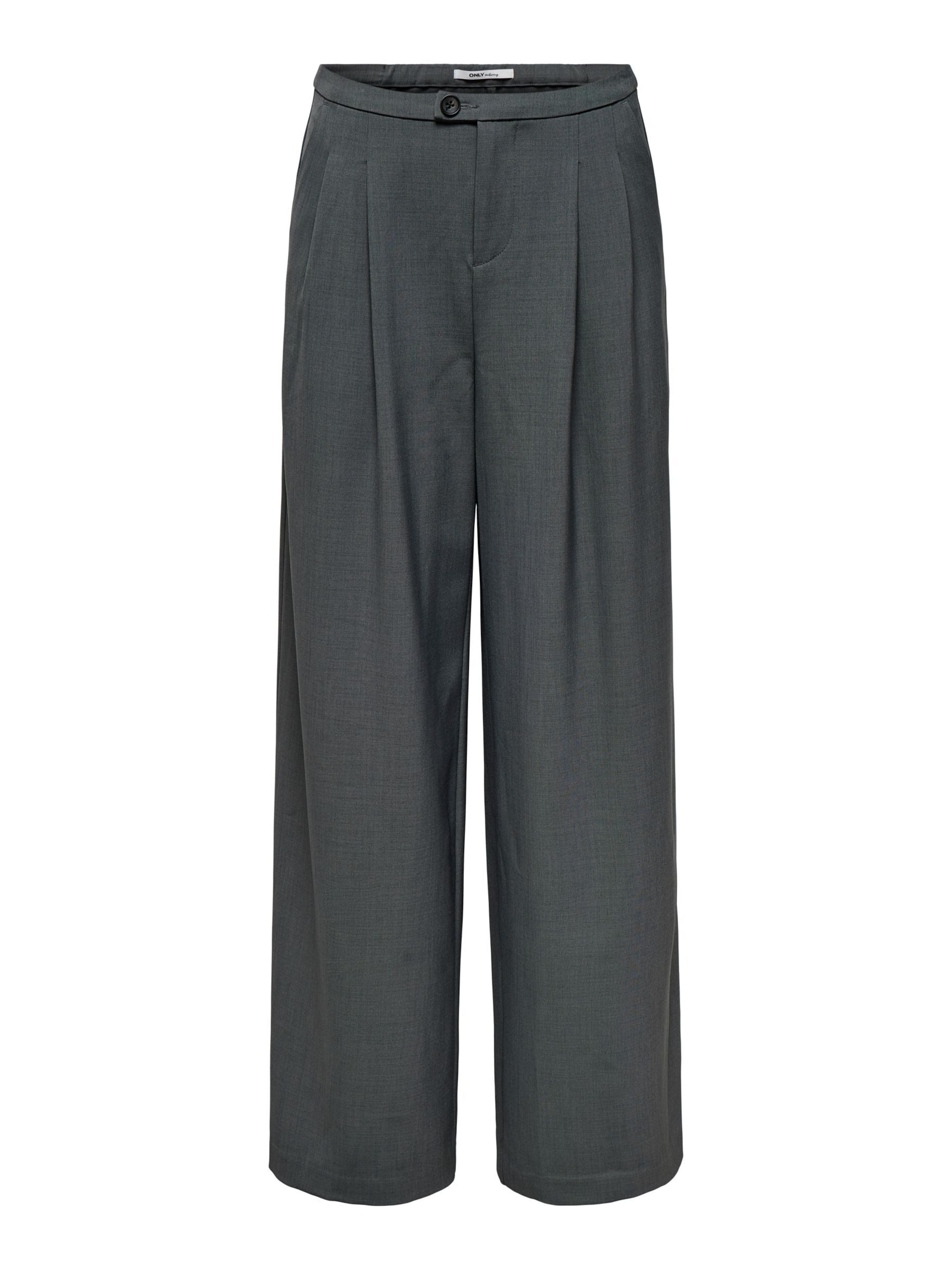 ONLY regular Bukser med lægfolder 'SVEA' i grå: forside