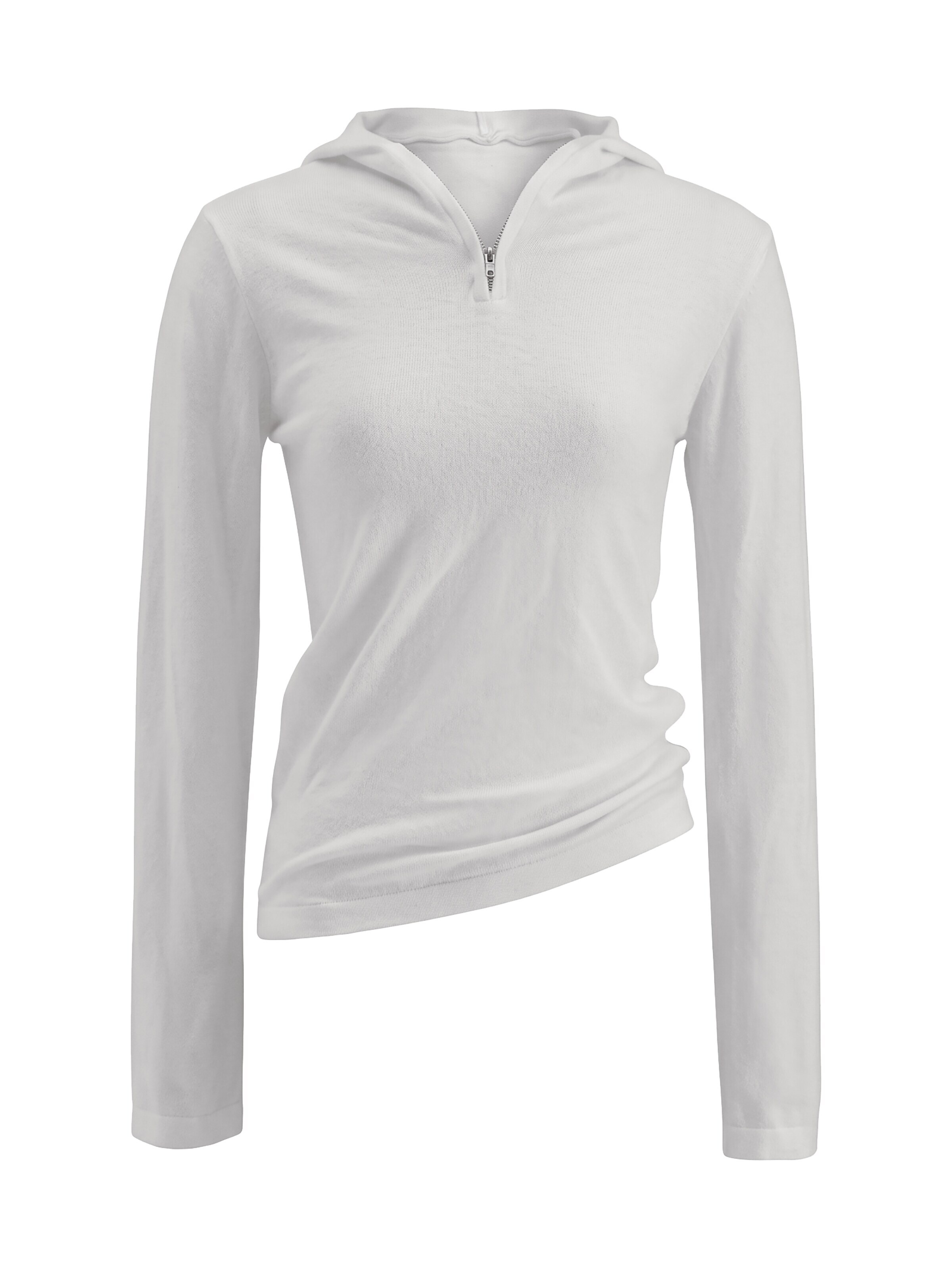 TorWeit Sticktop 'Black Hooded Knit Top'‌‌ in Weiß: Vorderseite