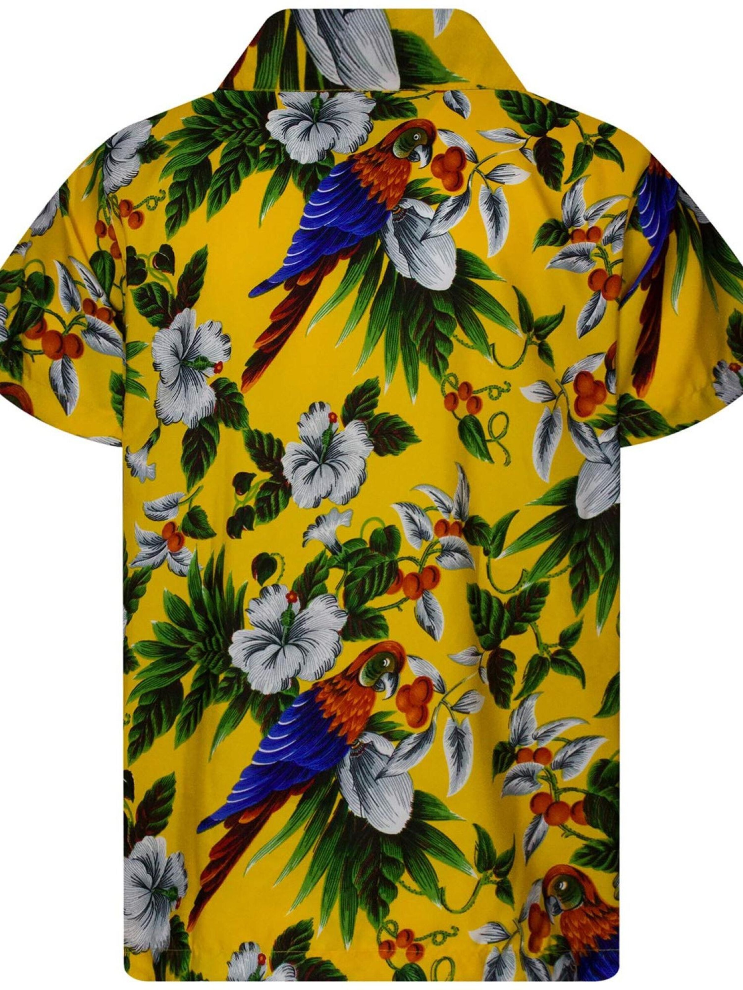 King Kameha Regular fit Overhemd 'Cherryparrot' in Geel