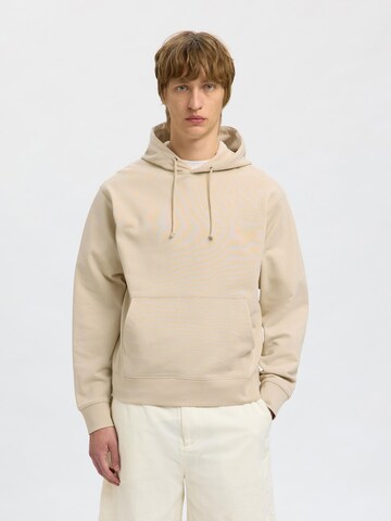 Sweat-shirt SELECTED HOMME en beige : devant
