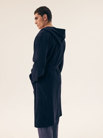 Henderson Bathrobe short 'Waffelpiqué-Bademantel mit Kapuze und Taschen Marine' in Blue