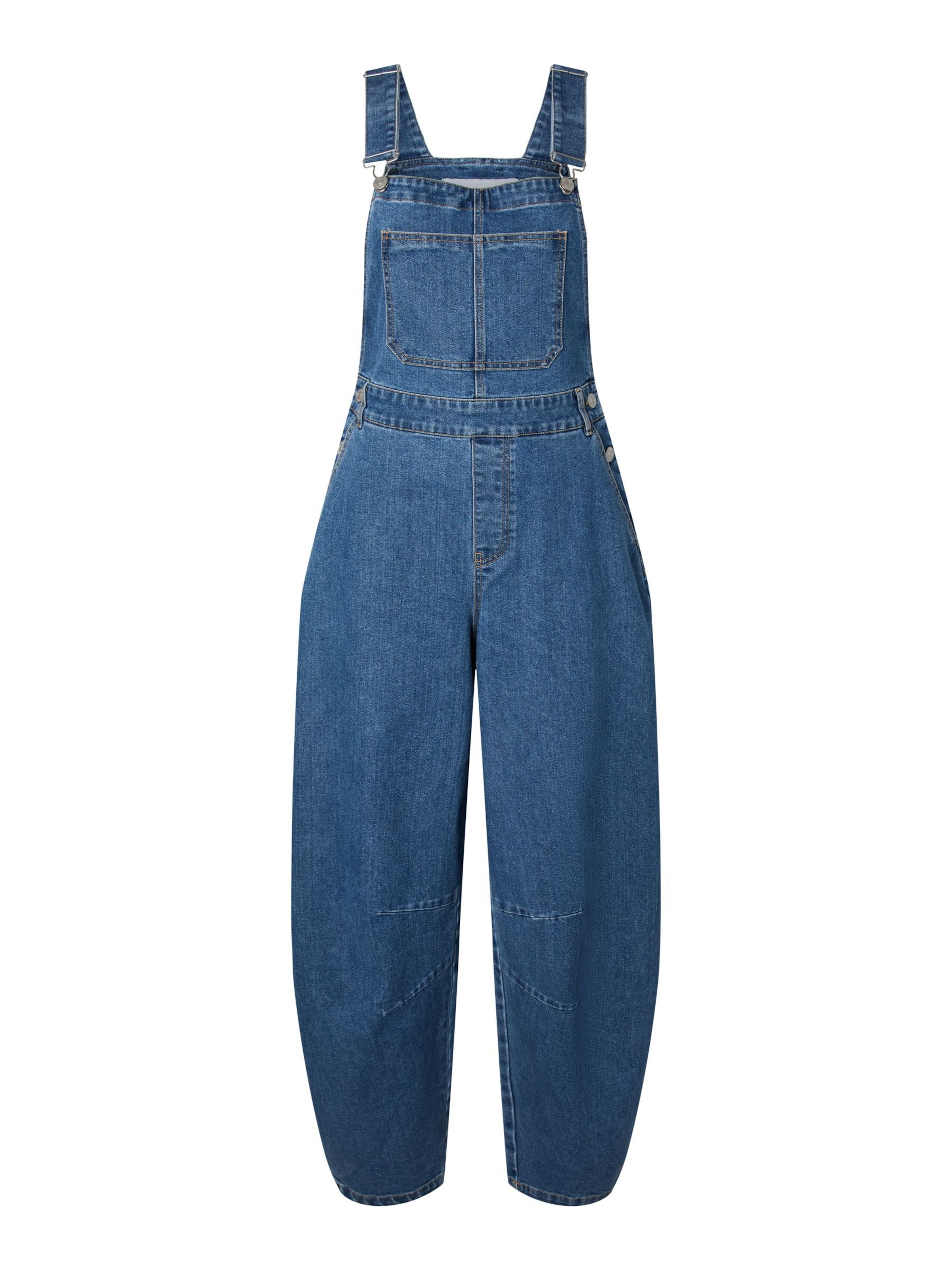 Barrel Pantaloni con pettorina 'ALICE' di PIECES in blu: frontale