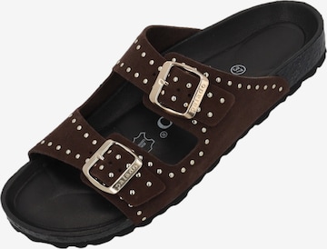 Palado Pantolette 'Palado Elaha Rivet Velours Premium Leather' in Braun: Vorderseite