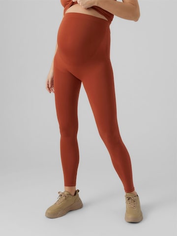 Skinny Leggings 'TIA JEANNE' MAMALICIOUS en marron : devant