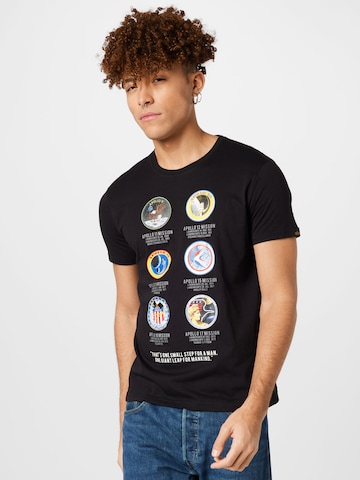 ALPHA INDUSTRIES Shirt 'Apollo Mission' in Zwart: voorkant