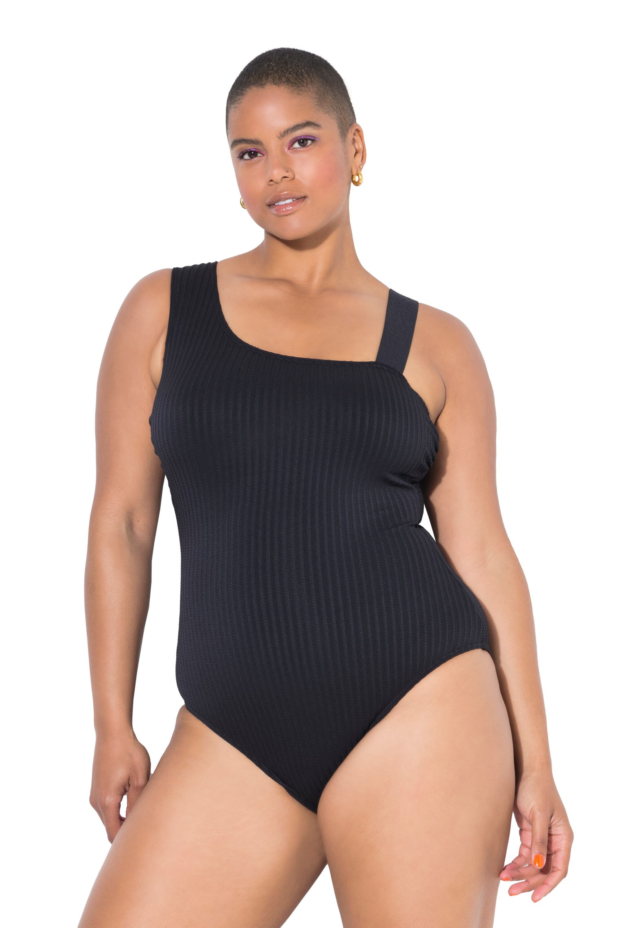 Studio Untold T-Shirt Badeanzug in Schwarz: Vorderseite