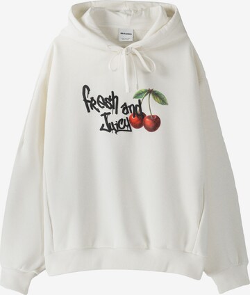 Sweat-shirt Bershka en beige : devant