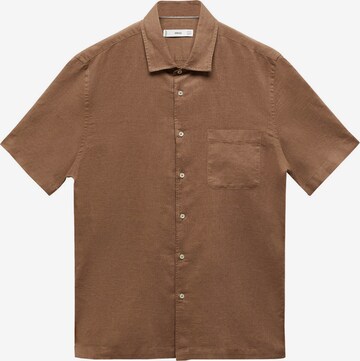 MANGO MAN Regular fit Button Up Shirt 'Ants' in Brown: front