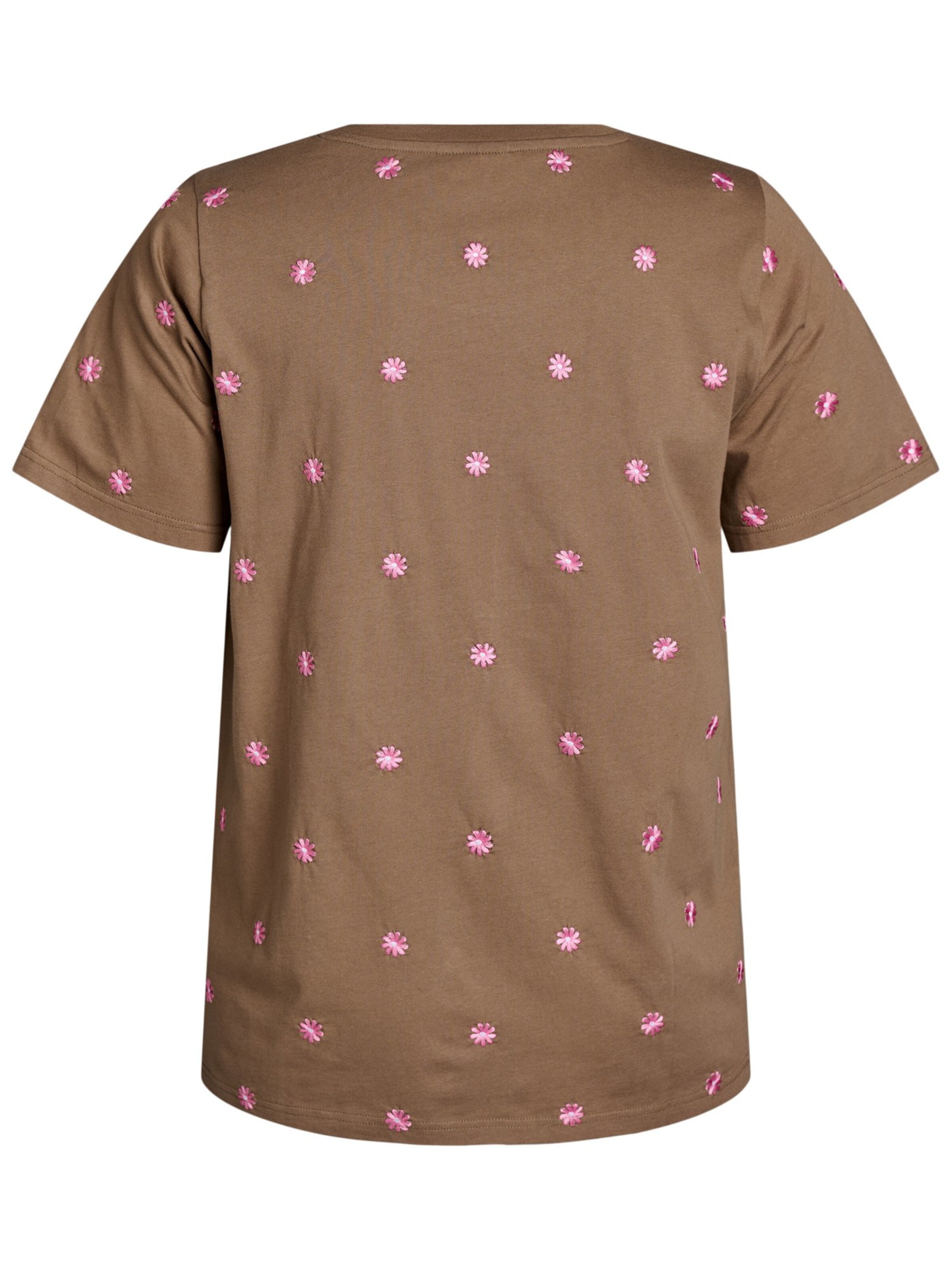 Zizzi T-shirt 'Velin' in Braun