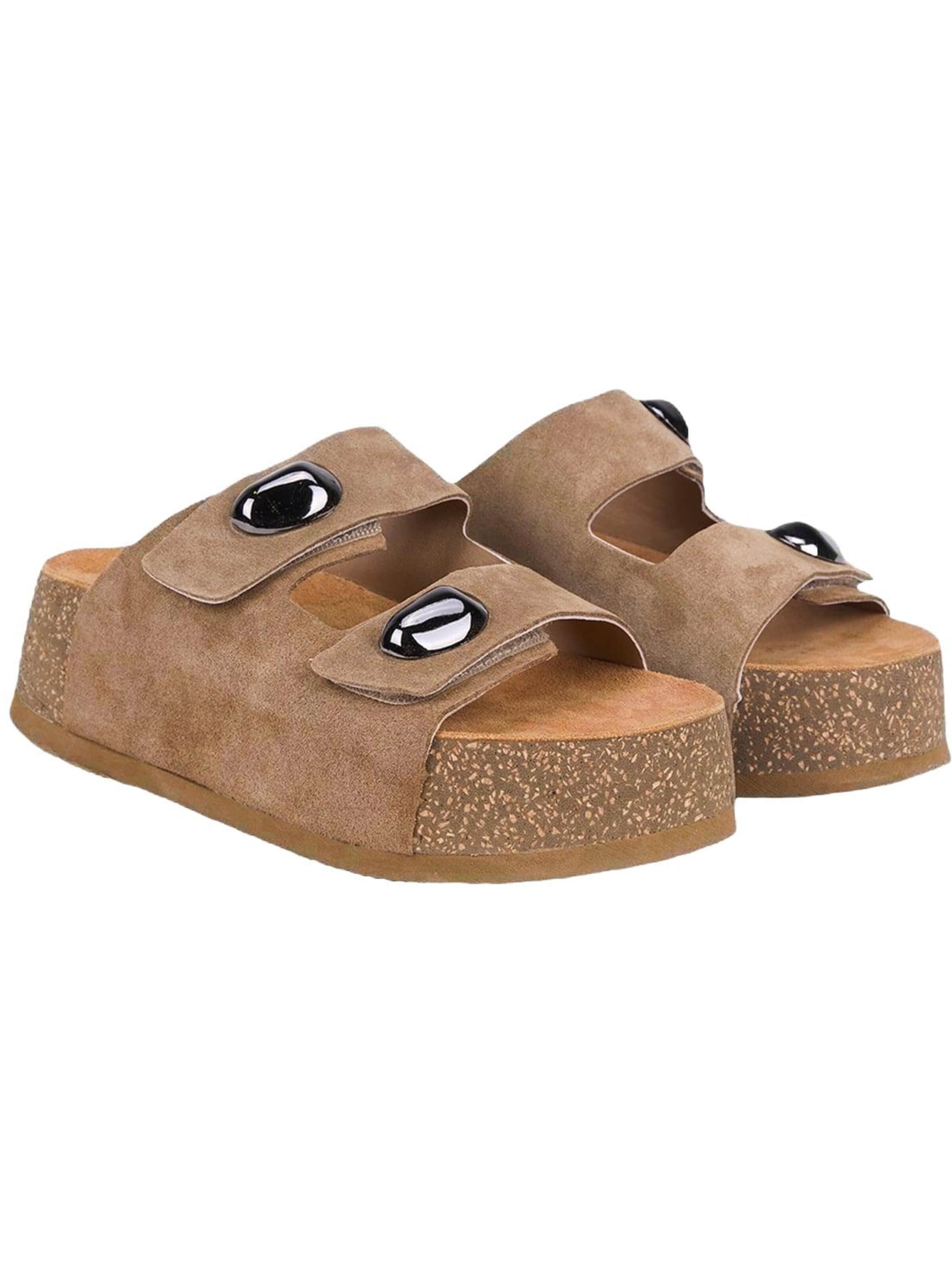 Desa Slippers 'Keilrutschen' in Beige