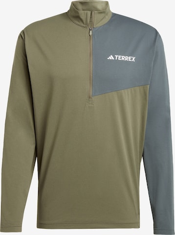 T-Shirt fonctionnel 'Multi Climacool 1/2 Zip Long Sleeve' ADIDAS TERREX en vert : devant