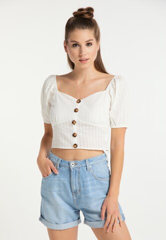 DreiMaster Klassik Bluse in Weiß: Vorderseite