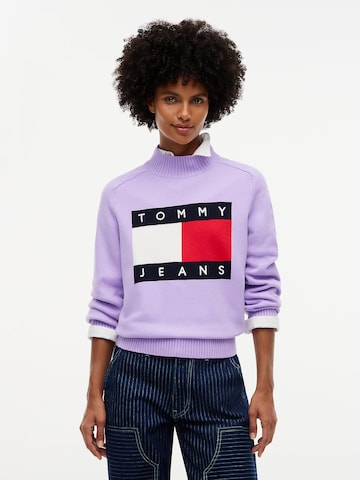 Tommy Jeans Trui in Lila: voorkant