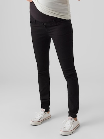 Vero Moda Maternity Skinny Jeans 'Tanya' in Zwart: voorkant