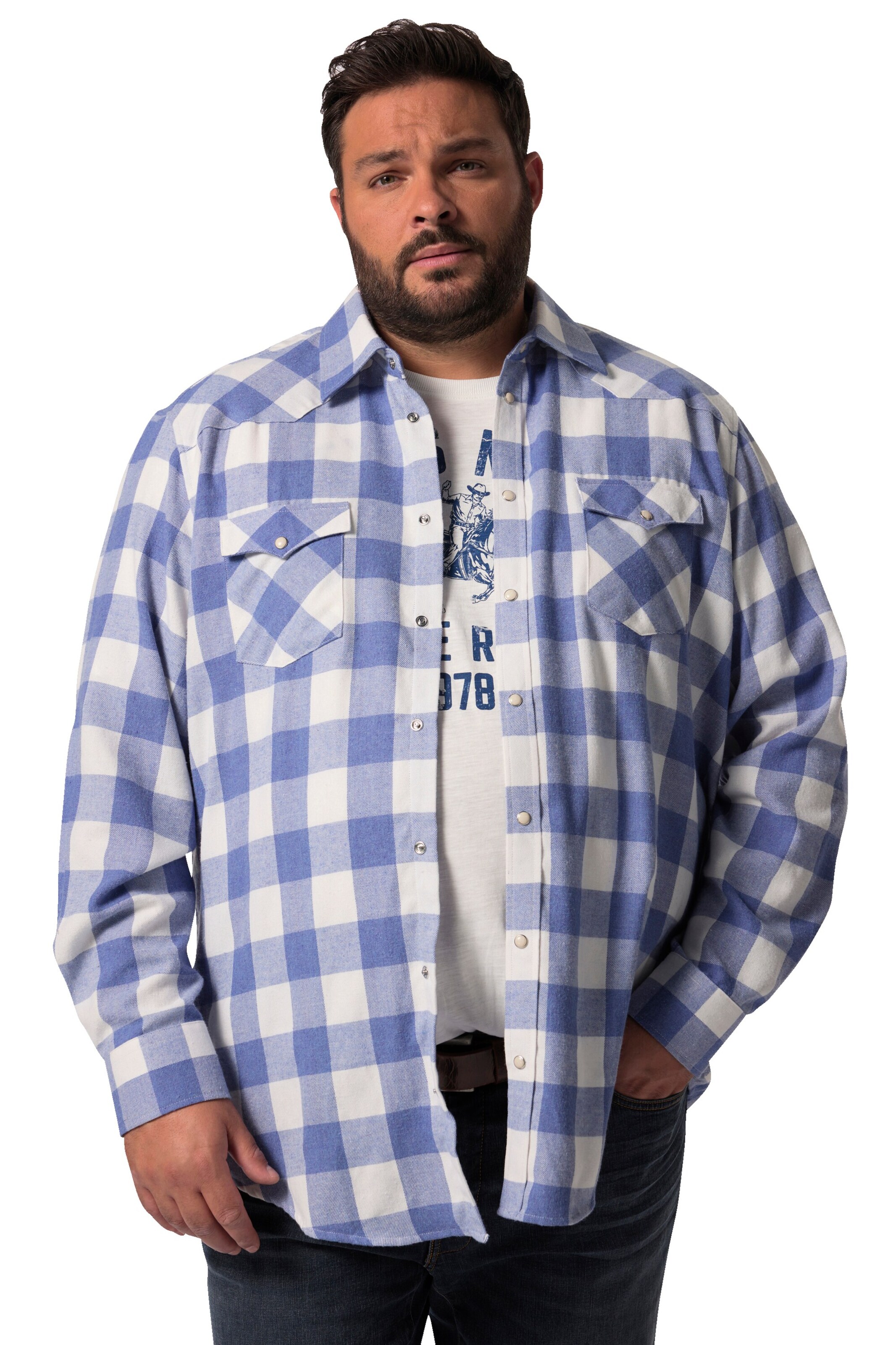 John F. Gee Regular fit Overhemd in Blauw: voorkant
