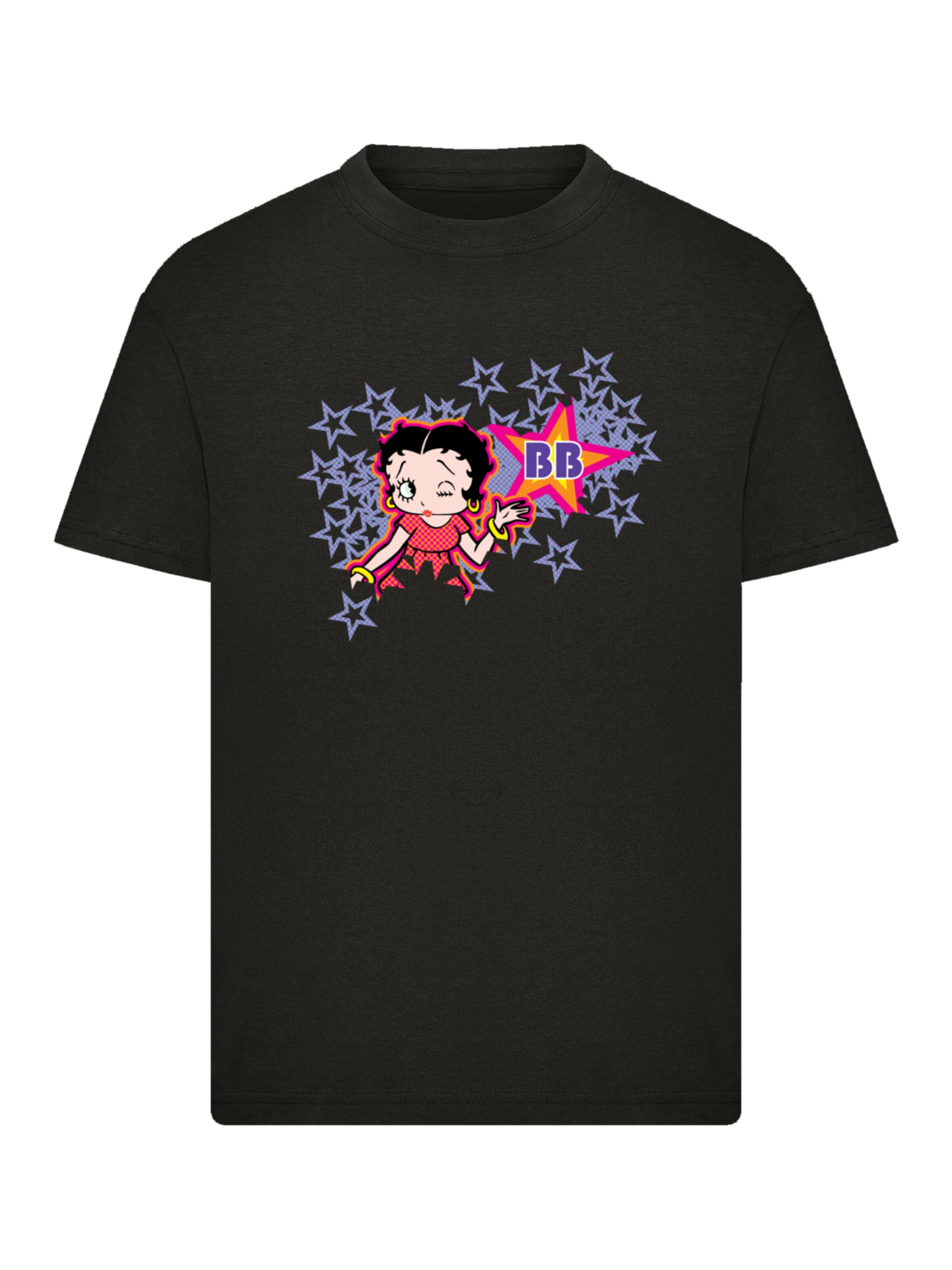 T-Shirt 'Betty Boop Purple Stars And Dots' F4NT4STIC en noir : devant