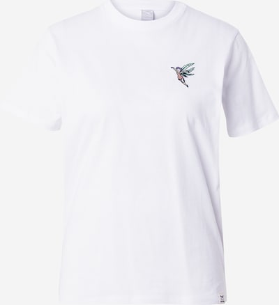 Iriedaily T-shirt 'Hazebell' en vert clair / rose / noir / blanc, Vue avec produit