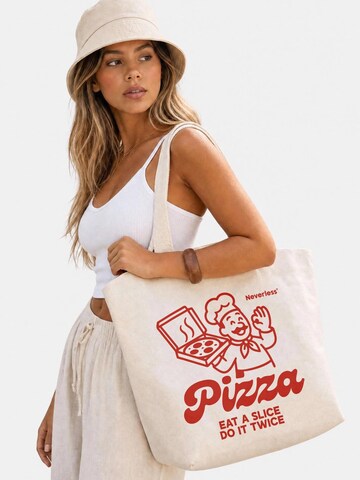 Neverless Beach Bag 'Pizza Lovers Club' in Beige