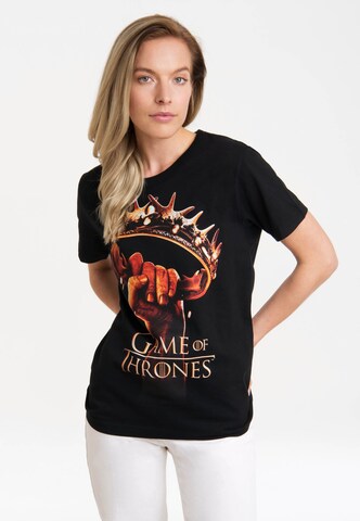 LOGOSHIRT Shirt 'Game Of Thrones - Krone' in Black: front