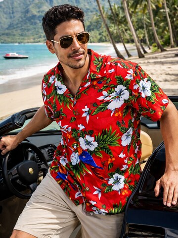 King Kameha Shirt 'Cherryparrot' in Red