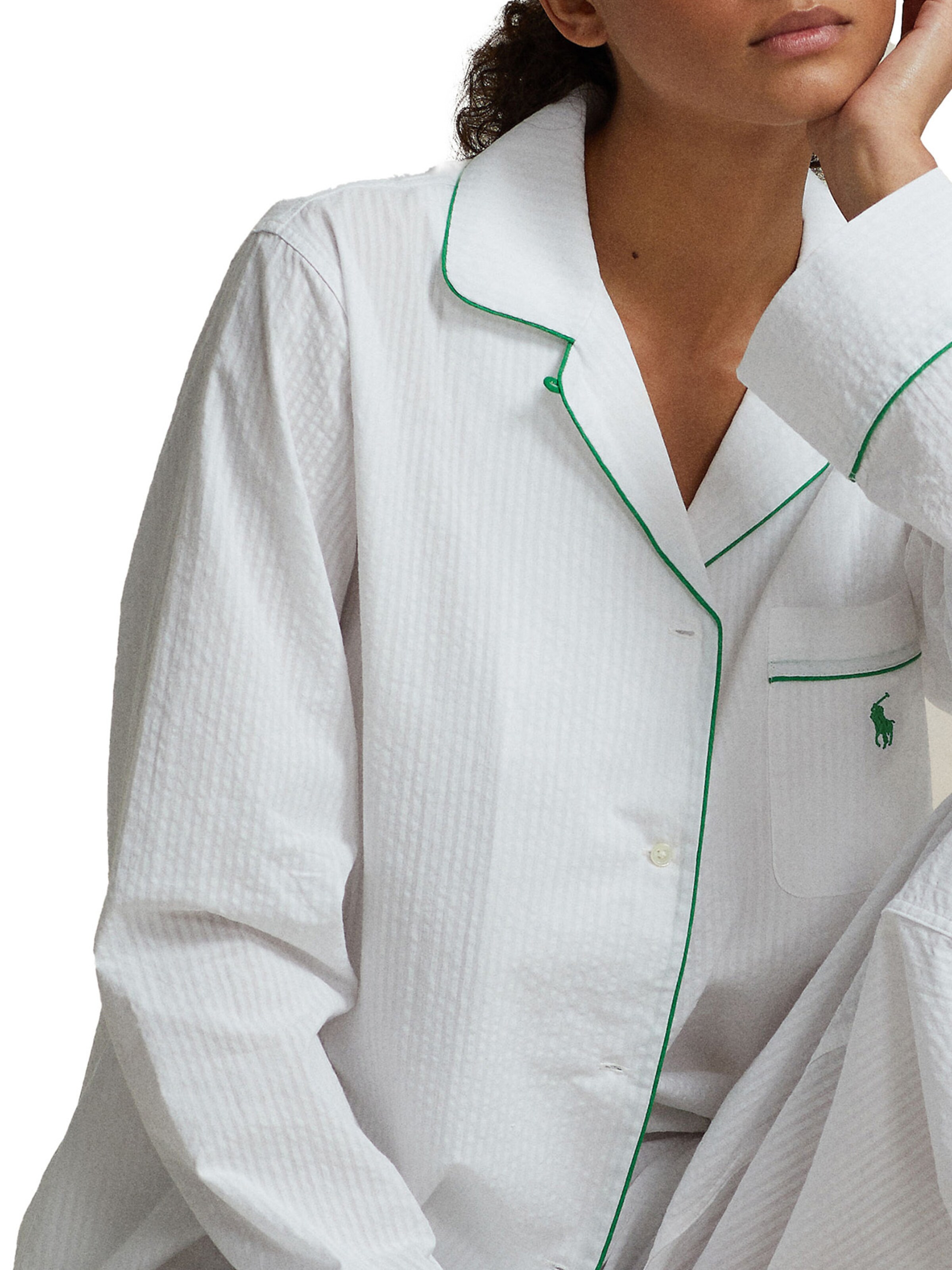 Pyjama ' Madison PJ Set - Summer Soft Seersucker ' Polo Ralph Lauren en blanc