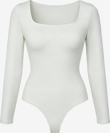 cfab - Body moldeador 'Clean Longsleeve Squareneck Sculpting Bodysuit with String' en blanco: frente