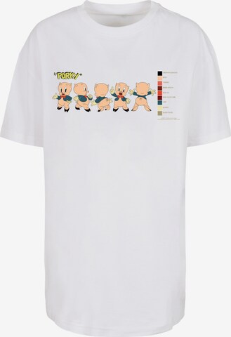 F4NT4STIC T-Shirt 'Looney Tunes Trickfilm Serie Cartoon Porky Pig Colour Code' in Weiß: predná strana