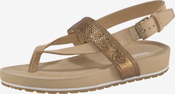 TIMBERLAND T-Bar Sandals 'Malibu Waves' in Beige: front