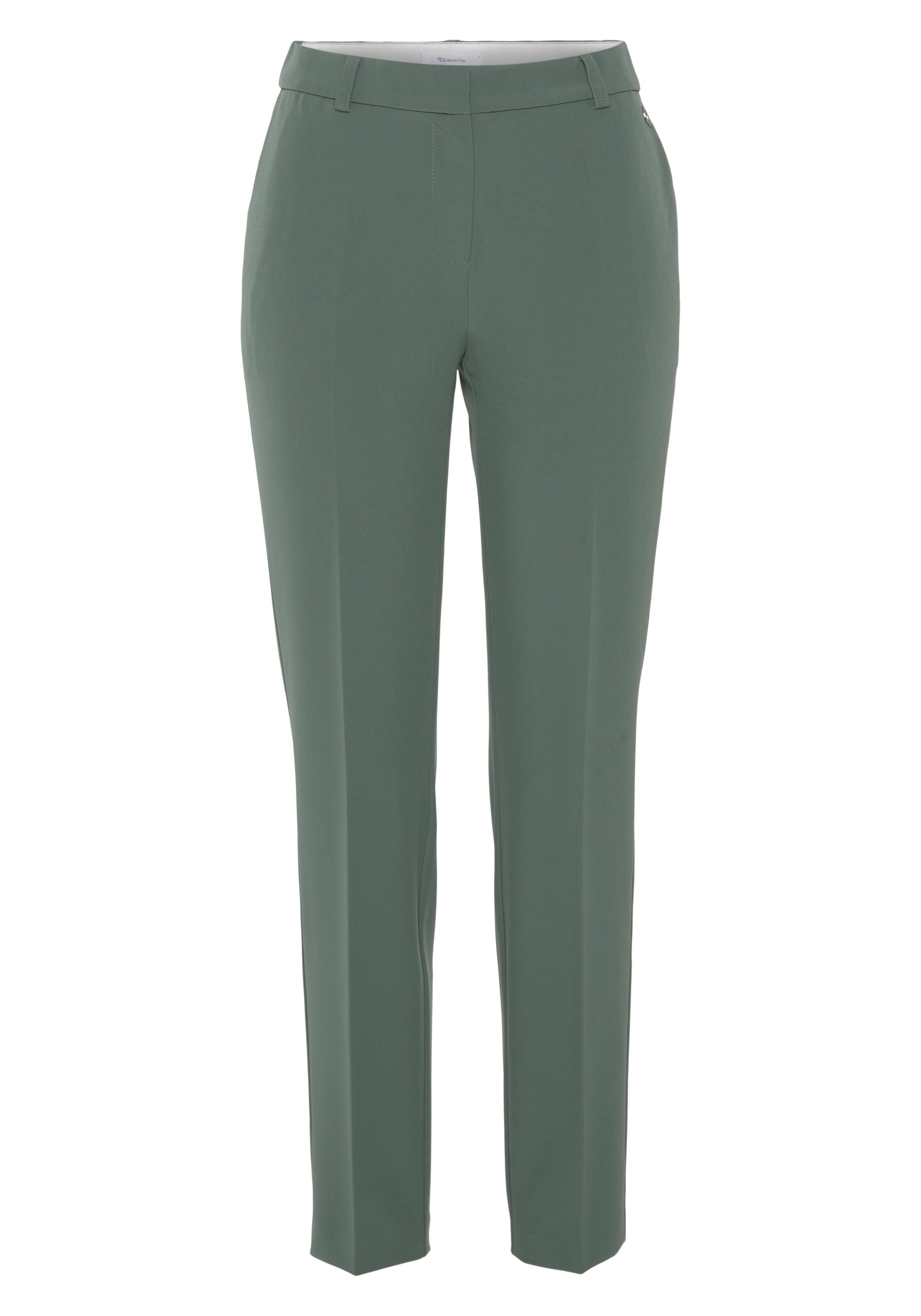 Tamaris Slim fit Pleated Pants in Green: front