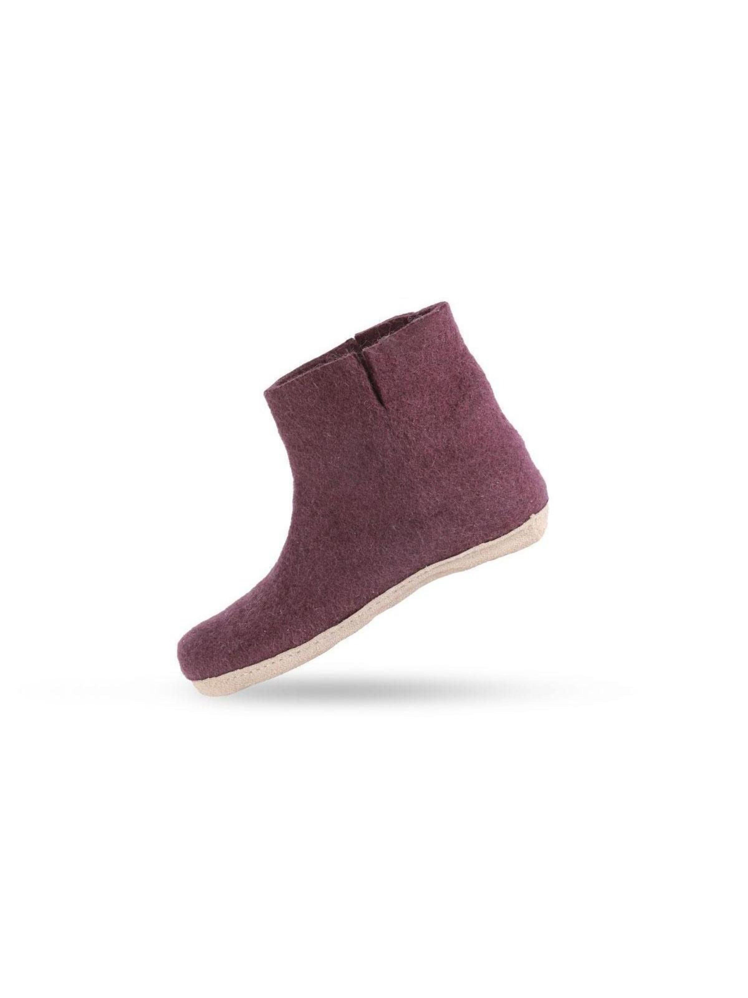 SHUS walk with nature Støvler 'Støvle af uld til Børn (100% ren uld)  m/sål i skind - Dansk Design fra SHUS' i lilla: forside