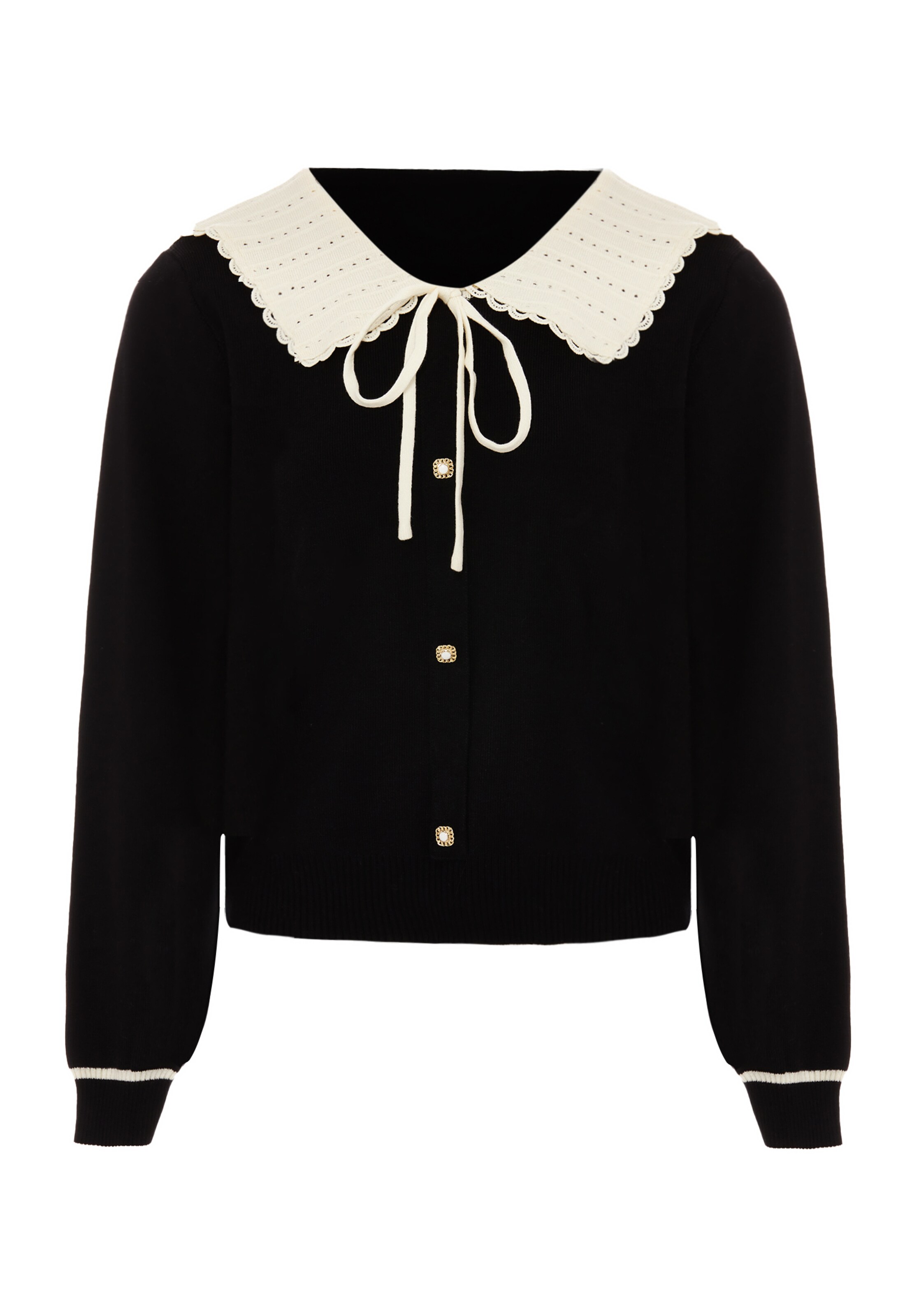 NAEMI Strickjacke in Schwarz: Vorderseite