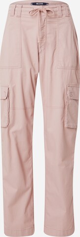 Loosefit Pantalon cargo HOLLISTER en rose : devant