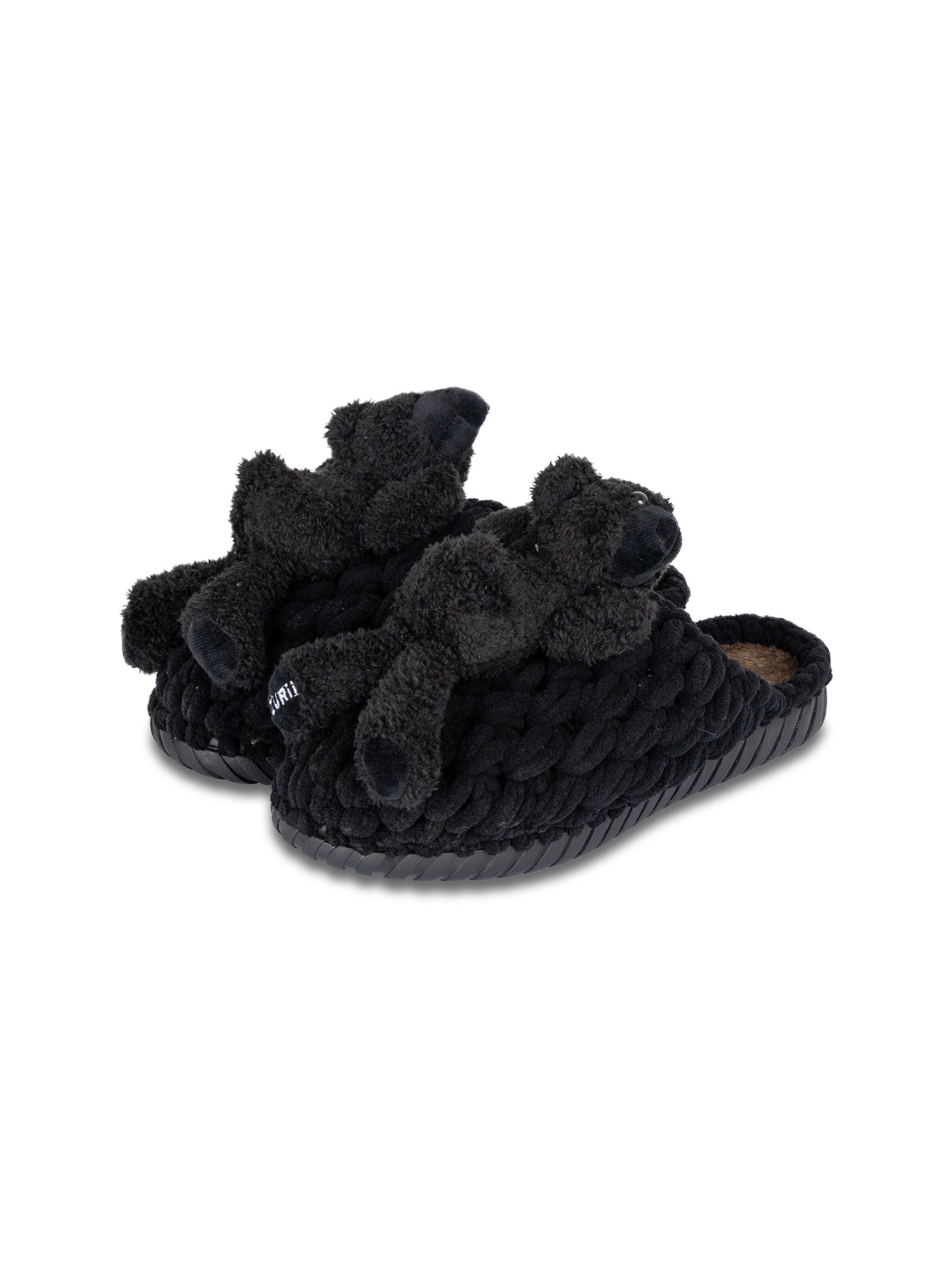 Uzurii Luxury Footwear Hausschuh 'Fozzie Bear'‌‌‌‌‌‌‌ in Schwarz: Vorderseite