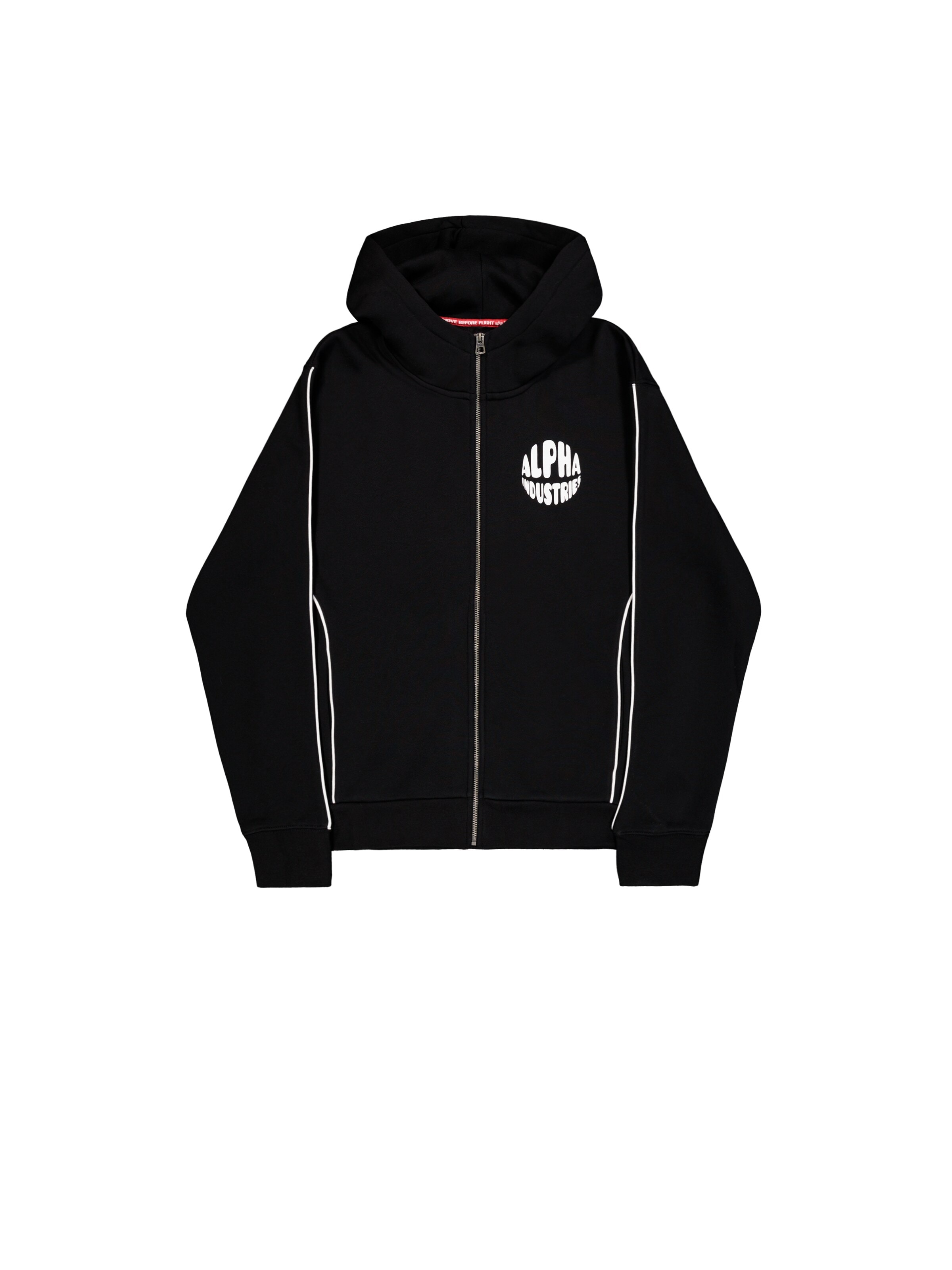 ALPHA INDUSTRIES Sweatjacke in Schwarz: Vorderseite