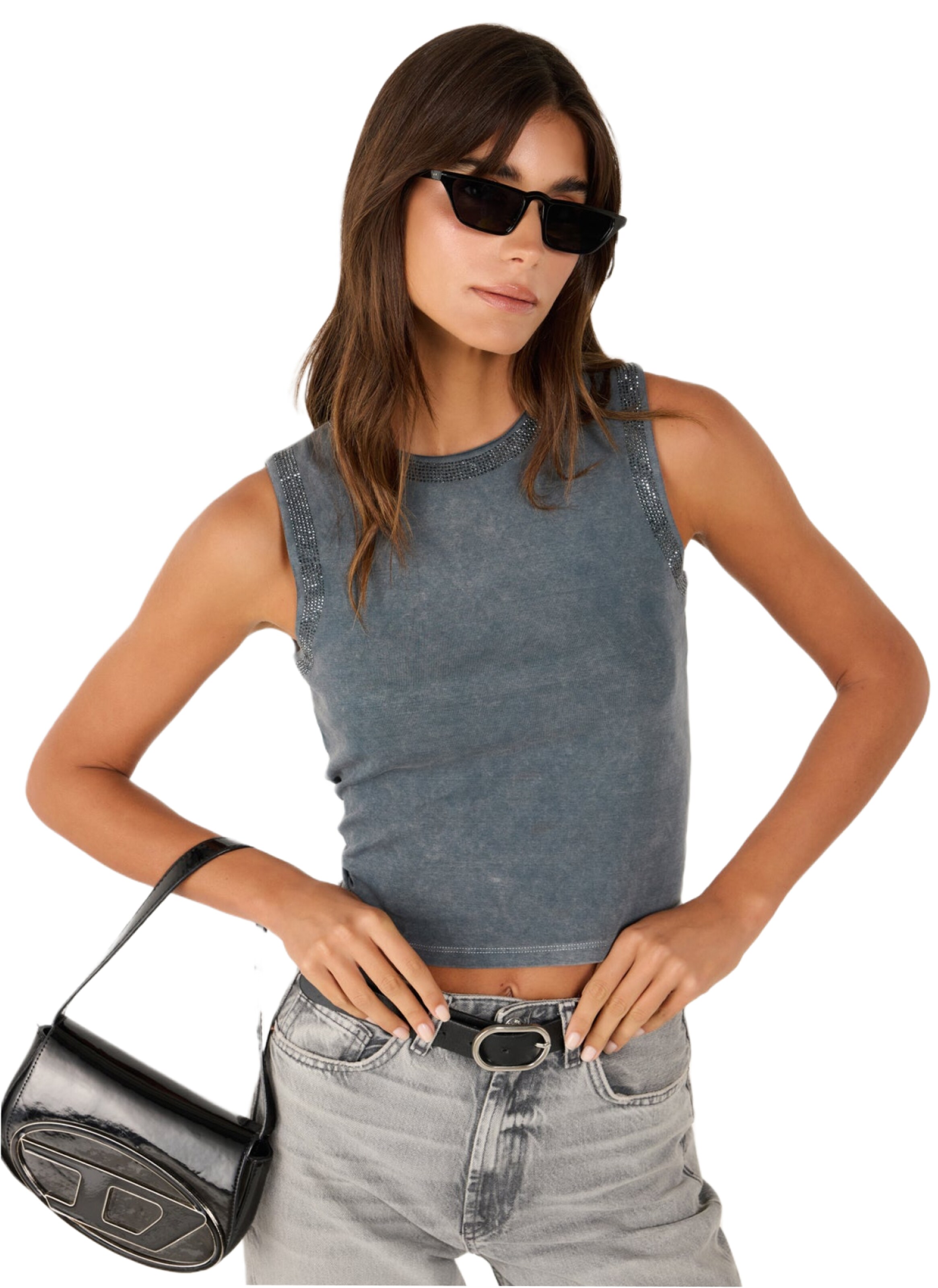 No Matter What Top in Grau: Vorderseite