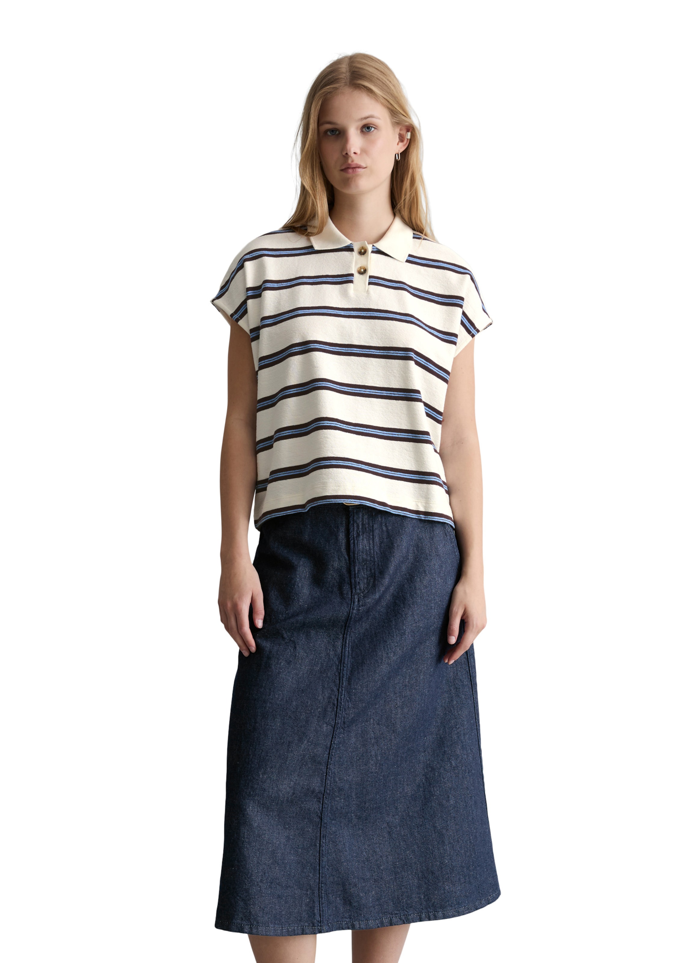Marc O'Polo DENIM Poloshirt in Beige: Vorderseite