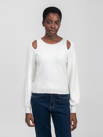 Influencer Sweter w kolorze biały: przód