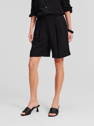 Karl Lagerfeld Широка кройка Панталон с набор в черно: отпред