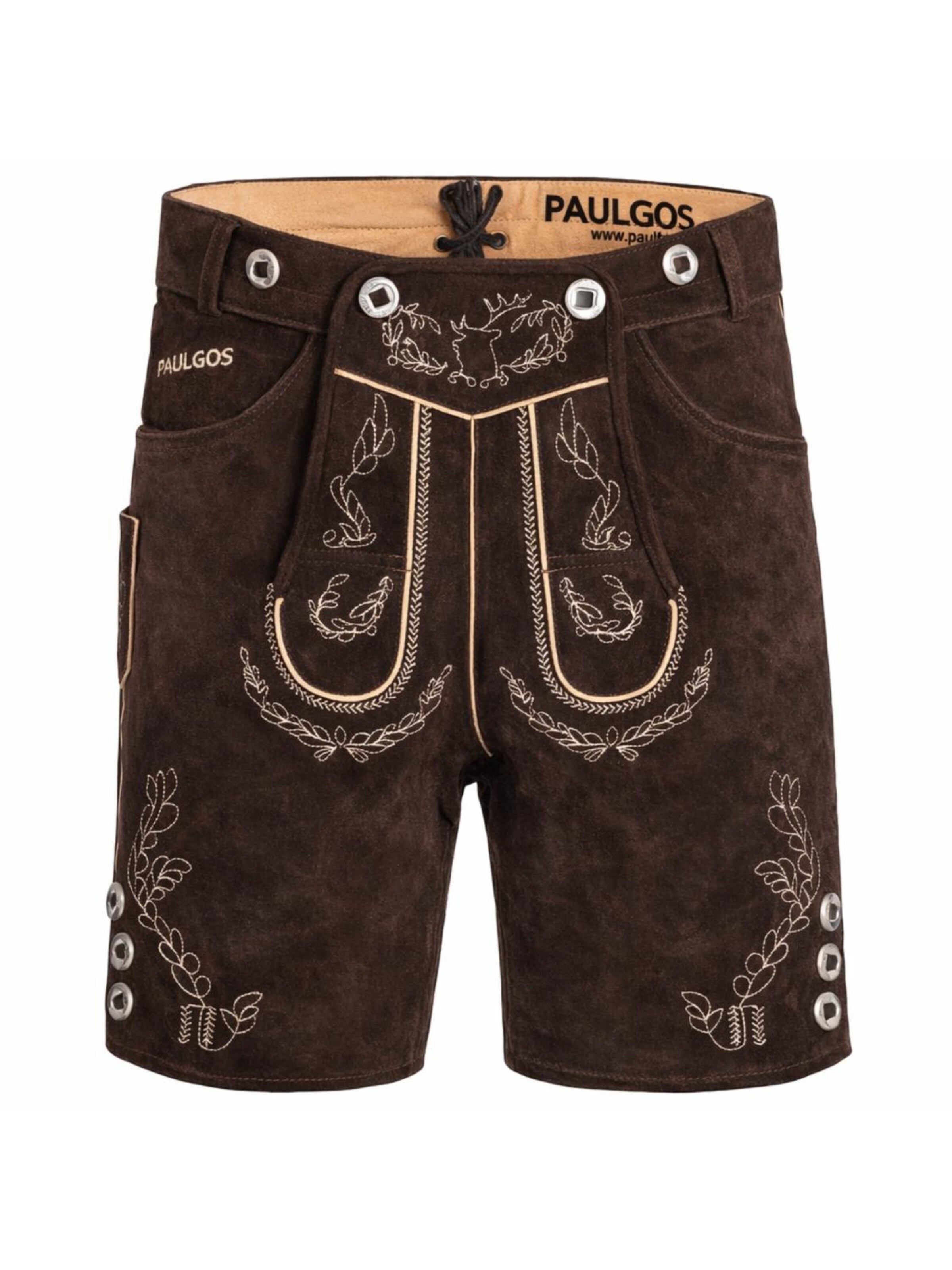 Paulgos Regular Trachtenhose in Braun: Vorderseite