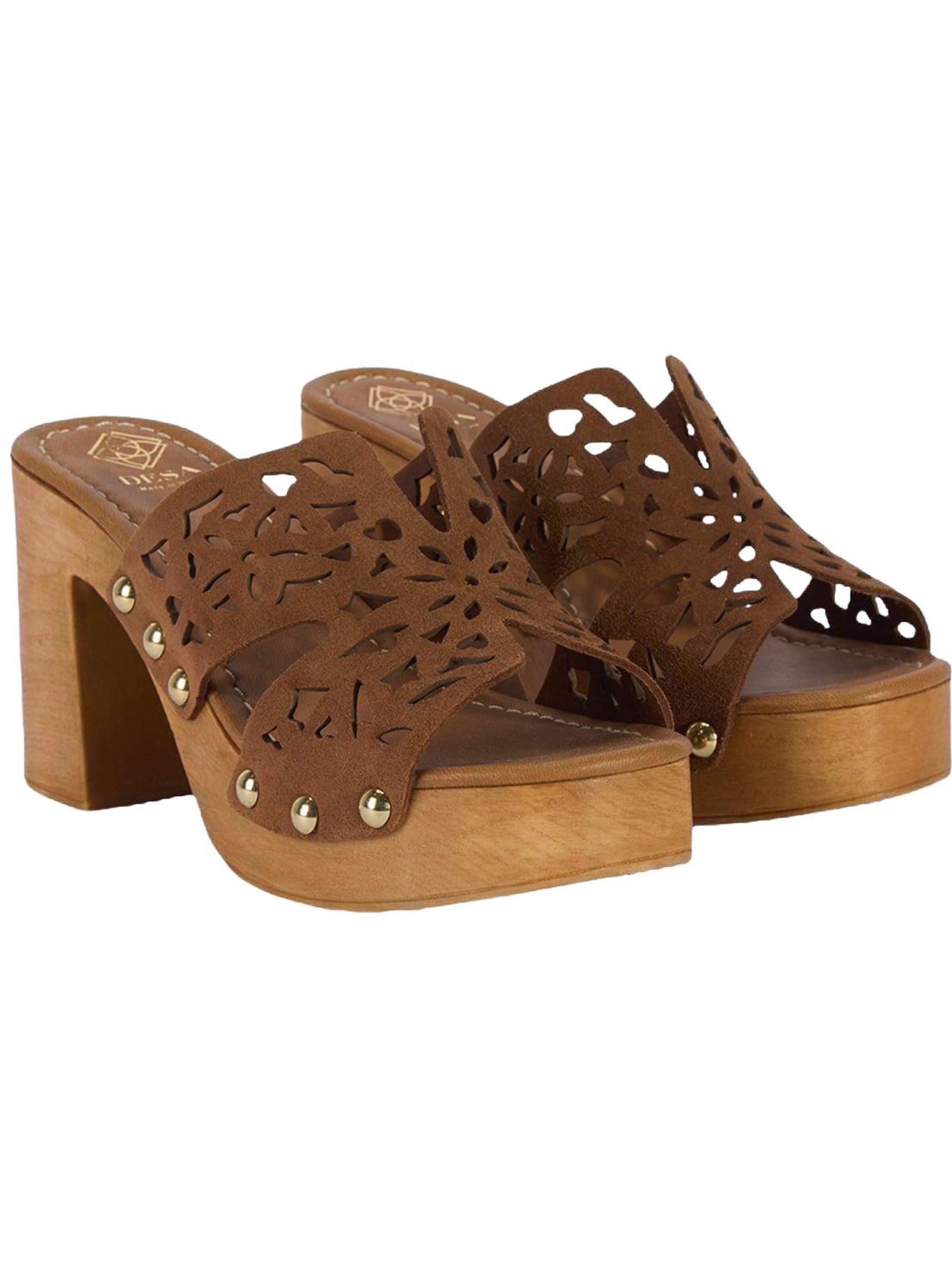 Desa - Zapatos abiertos 'DESA Damen-Plateausandalen aus perforiertem Wildleder' en marrón